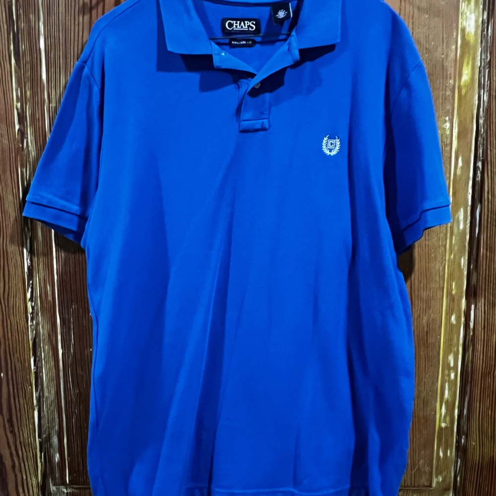 Chaps Men’s Blue Classic Polo with Crest